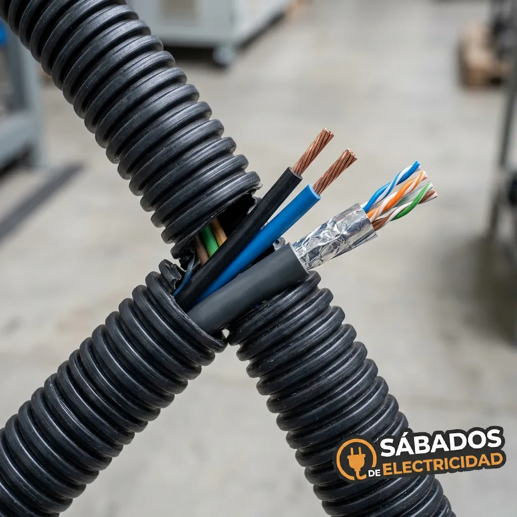 cable de red apantallado por tubo corrugado eléctrico
